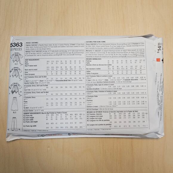 Simplicity 5363 Fairy Princess Pirate Costume VTG Sewing Pattern Size 6 -  12 - Picture 2 of 3